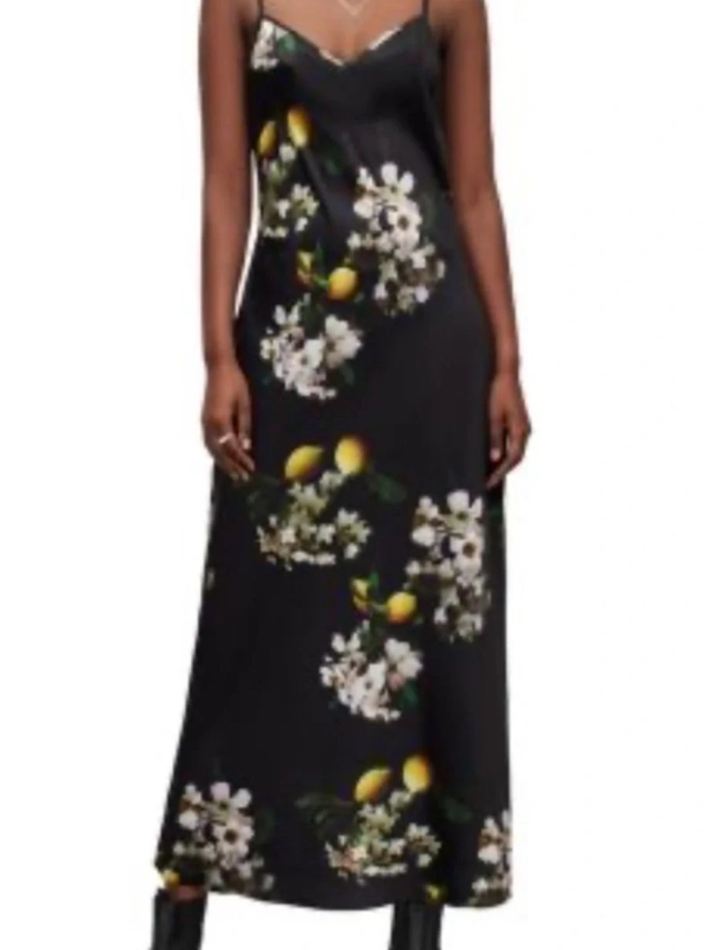 AllSaints Bryony Eugenia Black Floral Slip Dress Size 2